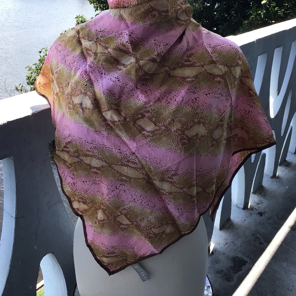 Echo Oversized Square Silk Scarf In Exotic Snake Print View 5